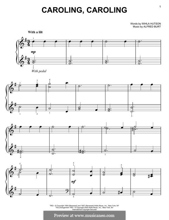 Caroling, Caroling (Nat King Cole): For piano by Alfred Burt