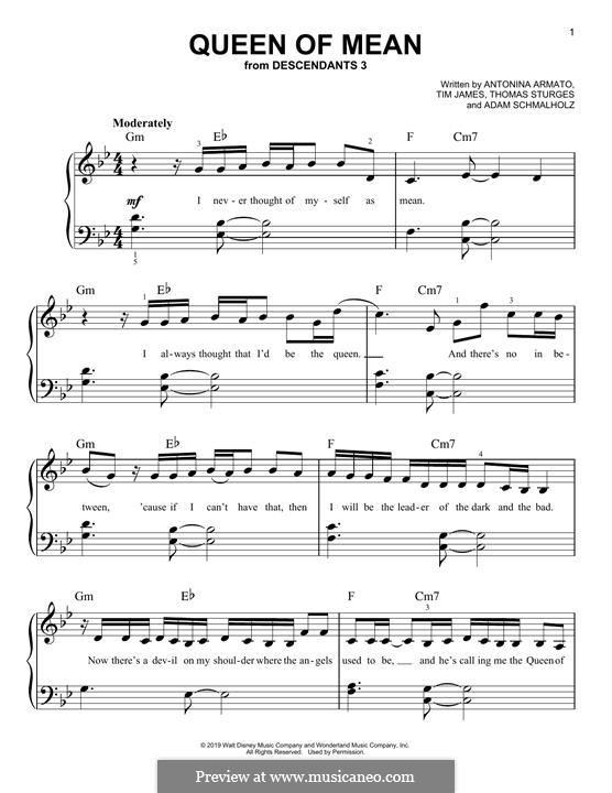 Queen of Mean (from Disney's Descendants 3): For piano by Adam Schmalholz, Antonina Armato, Thomas Armato Sturges, Timothy James