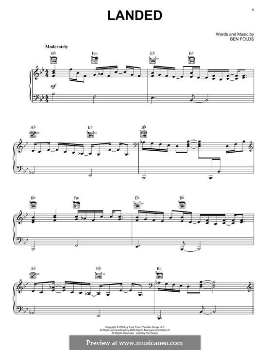 Landed: For voice and piano (or guitar) by Ben Folds