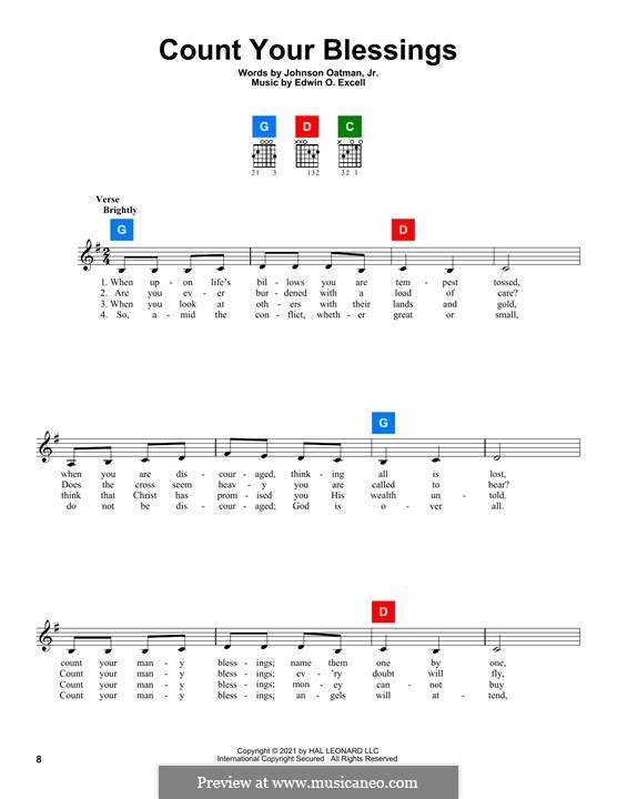 Count Your Blessings: Melody line by Edwin Othello Excell