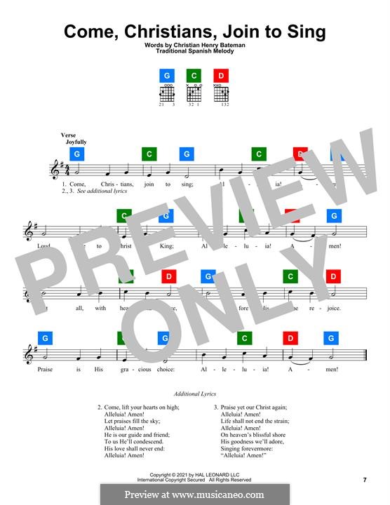 Come, Christians, Join to Sing: Melody line by folklore