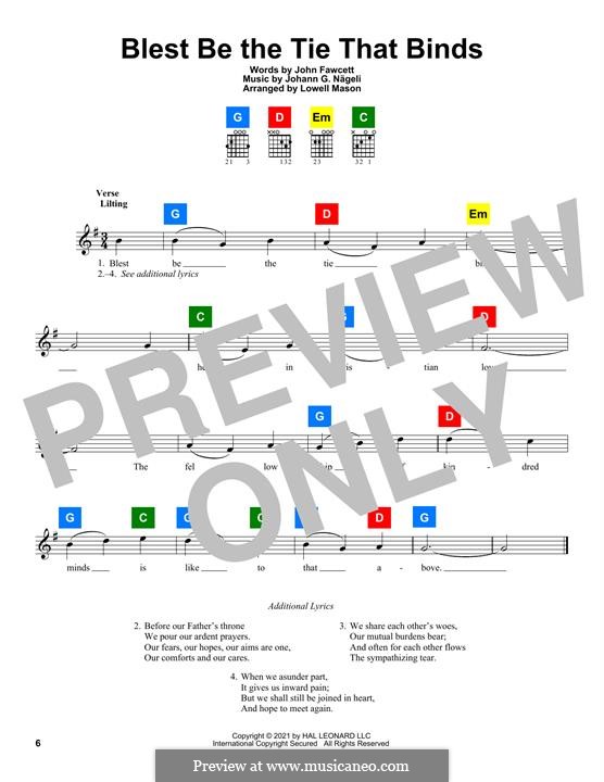 Blest Be the Tie that Binds: Melody line by Hans Georg Nägeli