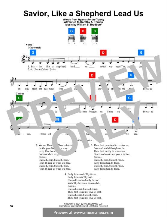 Savior, Like a Shepherd Lead Us: Melody line by William Batchelder Bradbury