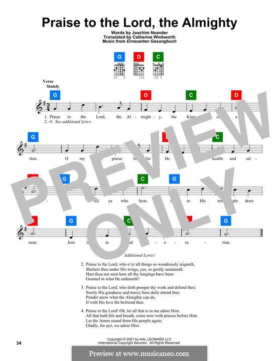 Praise to the Lord, the Almighty: Melody line by Unknown (works before 1850)
