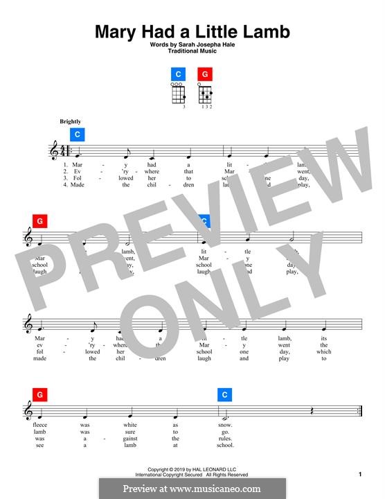Mary Had a Little Lamb by folklore sheet music on MusicaNeo