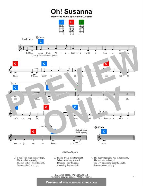 Oh! Susanna: For ukulele by Stephen Collins Foster