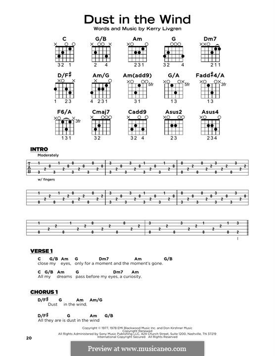 Dust in the Wind (Kansas): Lyrics and guitar chords by Kerry Livgren