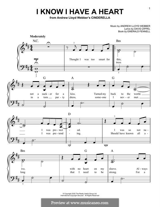 I Know I Have A Heart (from Cinderella): For easy piano by Andrew Lloyd Webber