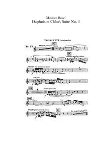 Daphnis et Chloé. Suite No.1, M.57a: Trumpets parts (Alternate parts to substitute for choir) by Maurice Ravel