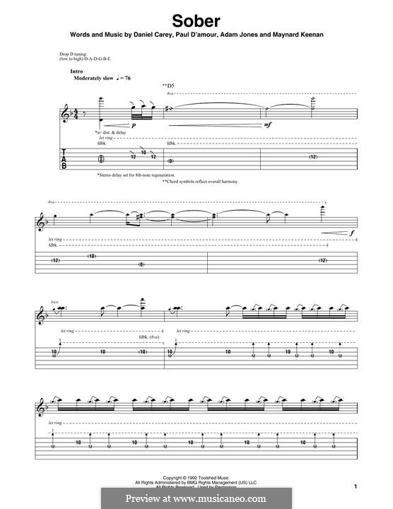 Sober (Tool): For guitar by Adam Jones, Daniel Carey, Maynard James Keenan