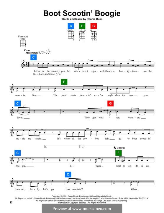 Boot Scootin' Boogie (Brooks & Dunn): For ukulele by Ronnie Dunn