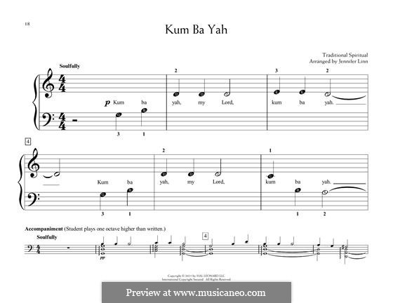 Kumbaya (Kum Ba Yah): For piano by folklore