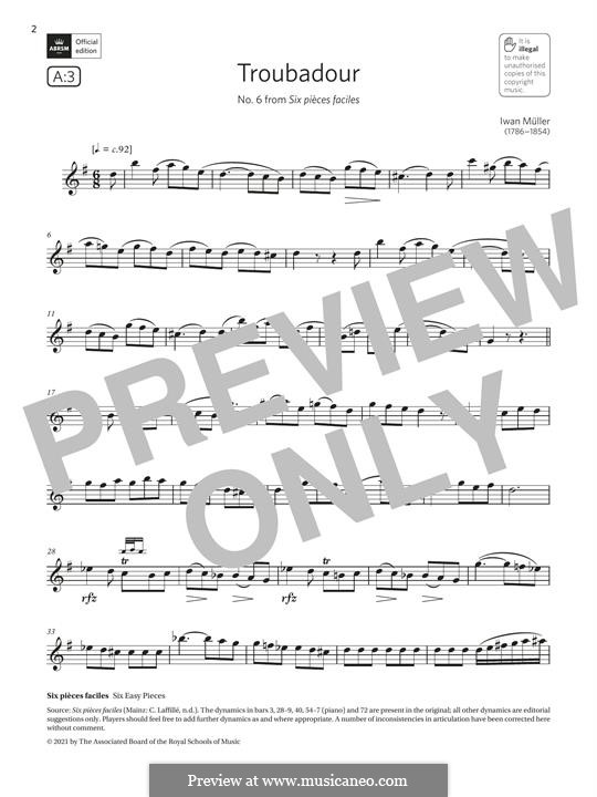 Troubadour: For clarinet by Iwan Müller