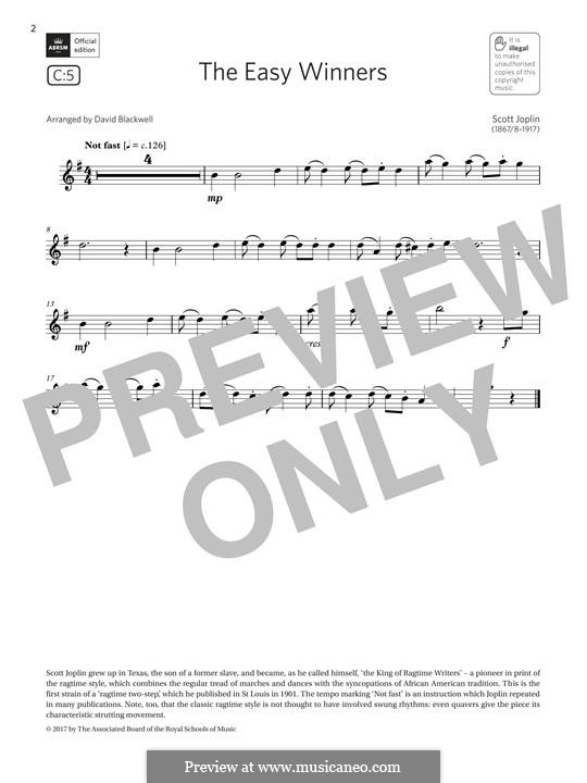 The Easy Winners: For flute by Scott Joplin