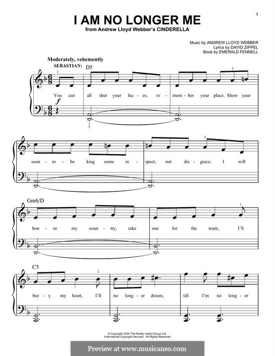 I Am No Longer Me (from Cinderella): For easy piano by Andrew Lloyd Webber