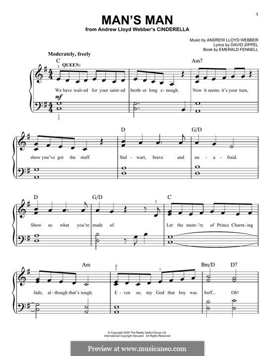Man's Man (from Cinderella): For easy piano by Andrew Lloyd Webber
