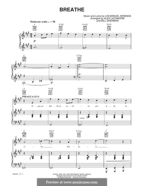 Breathe: For voice and piano (or guitar) by Lin-Manuel Miranda