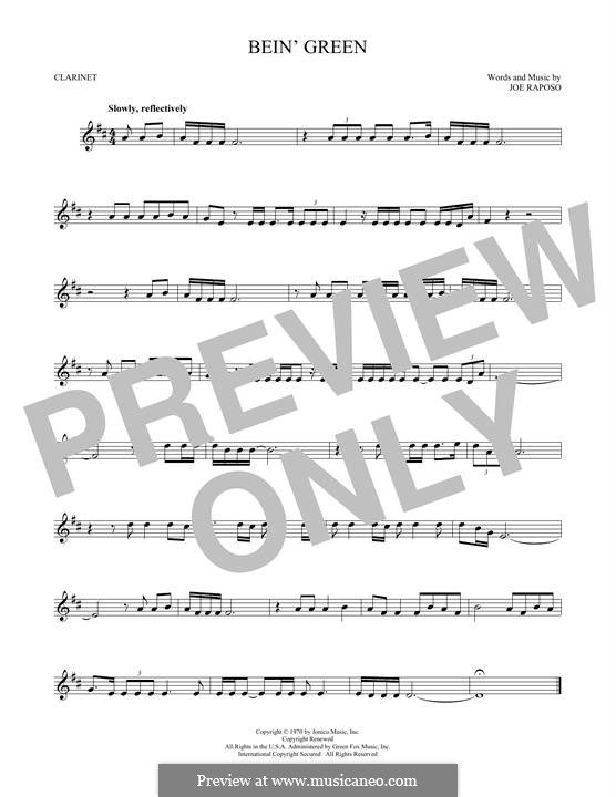 Bein' Green (Kermit the Frog) by J. Raposo - sheet music on MusicaNeo