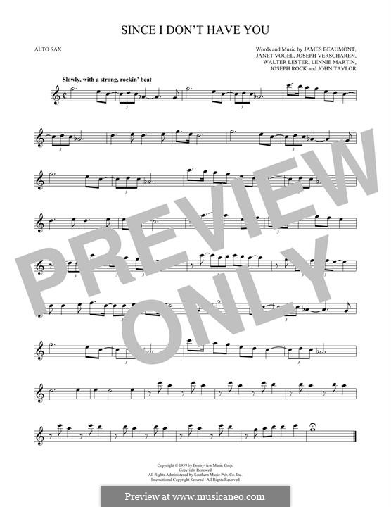 Since I Don't Have You: For alto saxophone by Joseph Rock, John Taylor, Lennie Martin, Walter Lester