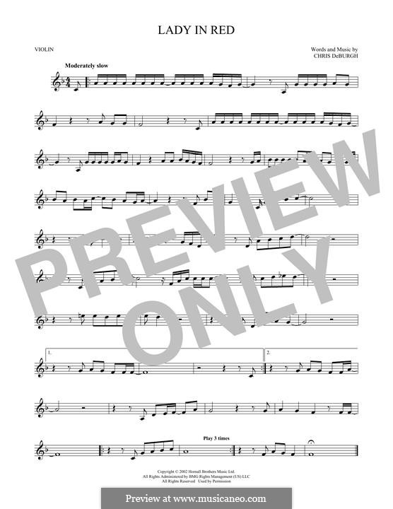 The Lady in Red: For violin by Chris de Burgh