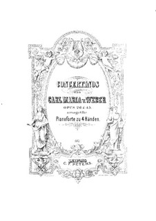 Concertino for Clarinet and Orchestra, J.109 Op.26: Version for piano four hands by Carl Maria von Weber