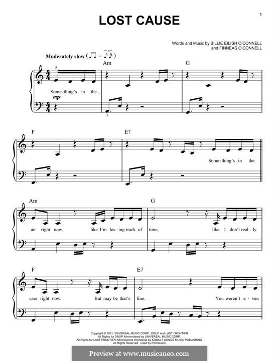 Lost Cause (Billie Eilish): For piano by Finneas O'Connell