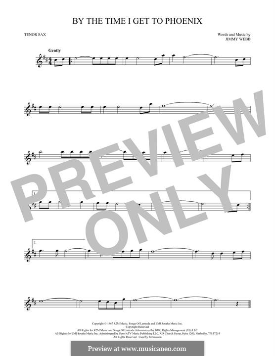 By the Time I Get to Phoenix: For tenor saxophone by Jimmy Webb
