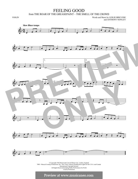 Feeling Good: For violin by Anthony Newley, Leslie Bricusse