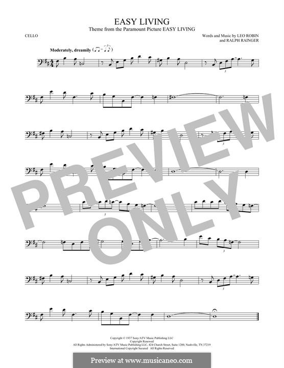 Easy Living (Billie Holiday): For cello by Leo Robin, Ralph Rainger