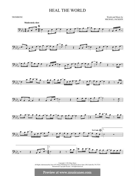 Heal the World: For trombone by Michael Jackson