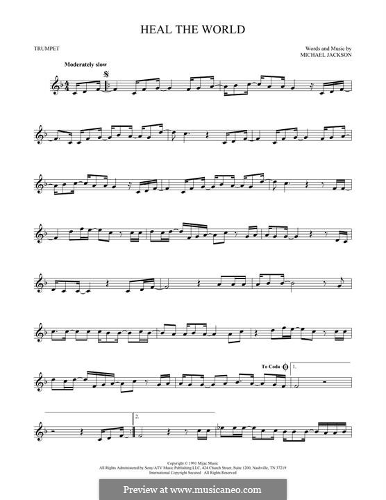 Heal the World: For trumpet by Michael Jackson