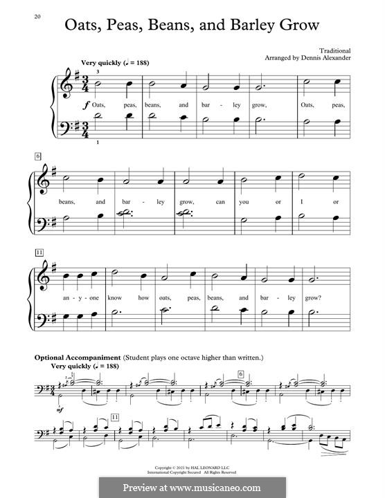 Oats, Peas, Beans And Barley Grow by folklore sheet music on MusicaNeo
