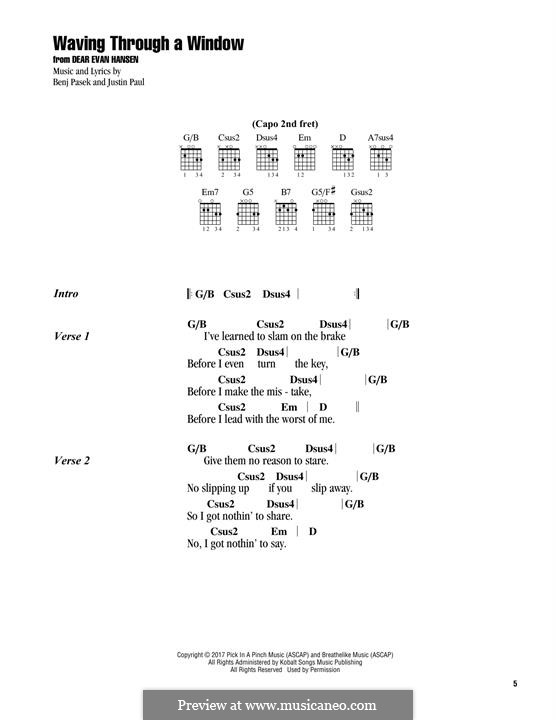 Waving Through a Window (from Dear Evan Hansen): Lyrics and guitar chords by Justin Paul, Benj Pasek