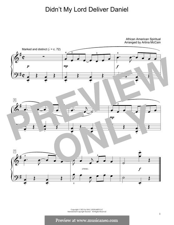 Didn't My Lord Deliver Daniel?: For piano by folklore