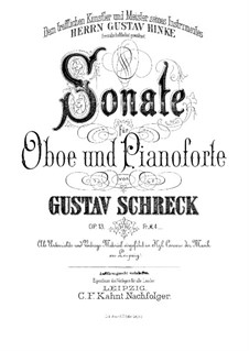 Sonata for Oboe and Piano, Op.13: Score by Gustav Schreck