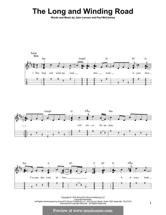 The Long and Winding Road (The Beatles): For ukulele by John Lennon, Paul McCartney