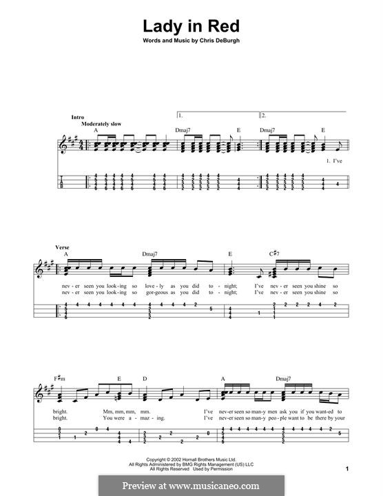 The Lady in Red: For ukulele by Chris de Burgh