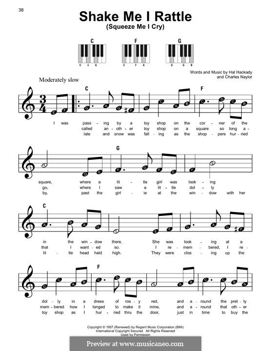 Shake Me I Rattle (Squeeze Me I Cry): For easy piano by Hal Hackady, Charles Naylor