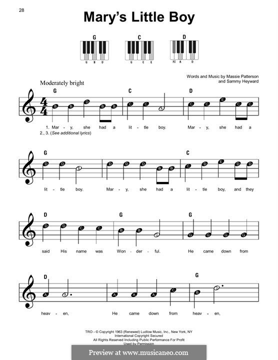 Mary's Little Boy: For piano by Massie Patterson, Sammy Heyward