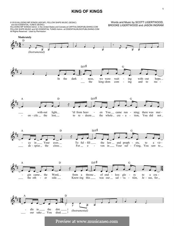 King of Kings (Hillsong Worship): For keyboard by Jason David Ingram
