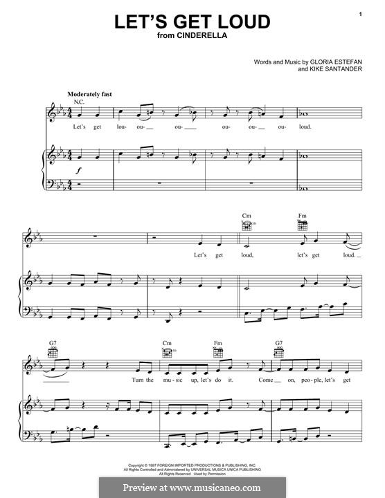 Let's Get Loud (Jennifer Lopez): For voice and piano or guitar (Camila Cabello, Nicholas Galitzine and Idina Menzel) by Gloria M. Estefan, Kike Santander