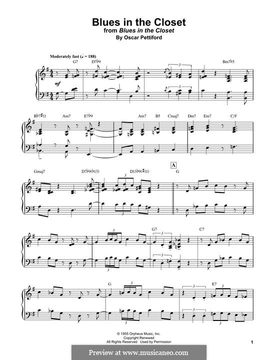 Blues in the Closet: For piano by Oscar Pettiford