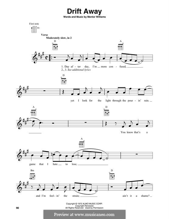 Drift Away (Dobie Gray): For ukulele by Mentor Williams