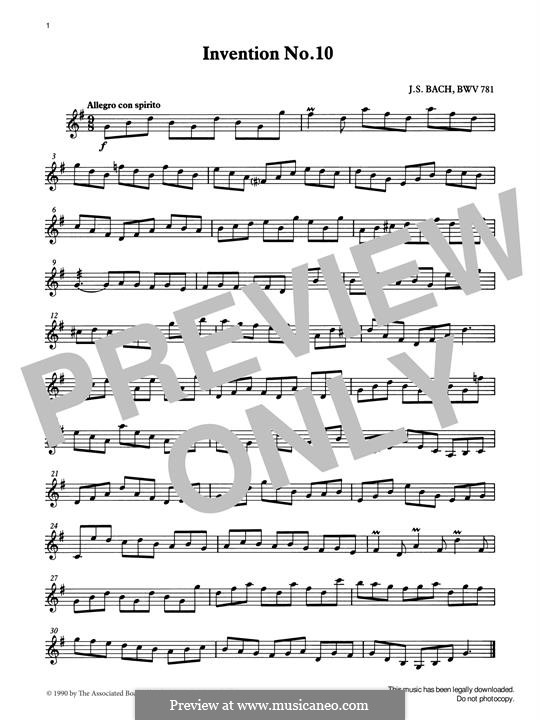 No.10 in G Major, BWV 781: For percussion by Johann Sebastian Bach