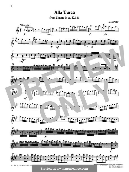 Rondo alla turca (Printable Scores): For percussion by Wolfgang Amadeus Mozart