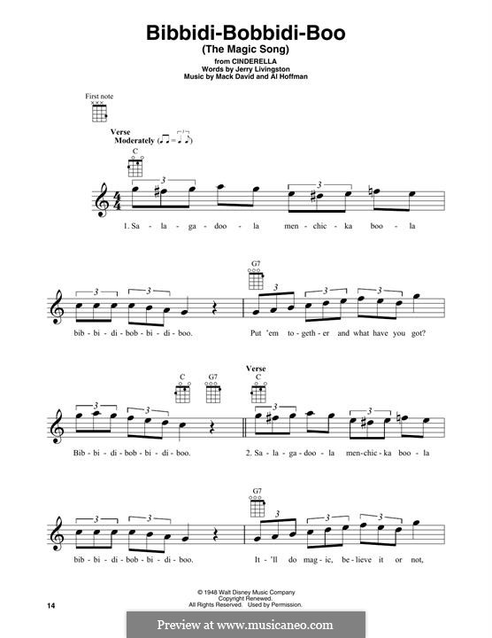 Bibbidi-Bobbidi-Boo (The Magic Song): For ukulele by Al Hoffman, Mack David