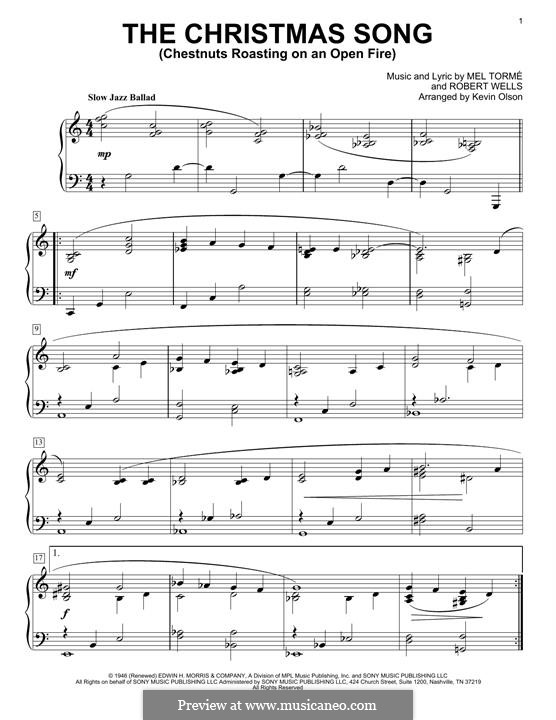 Piano version: For a single performer by Mel Tormé, Robert Wells