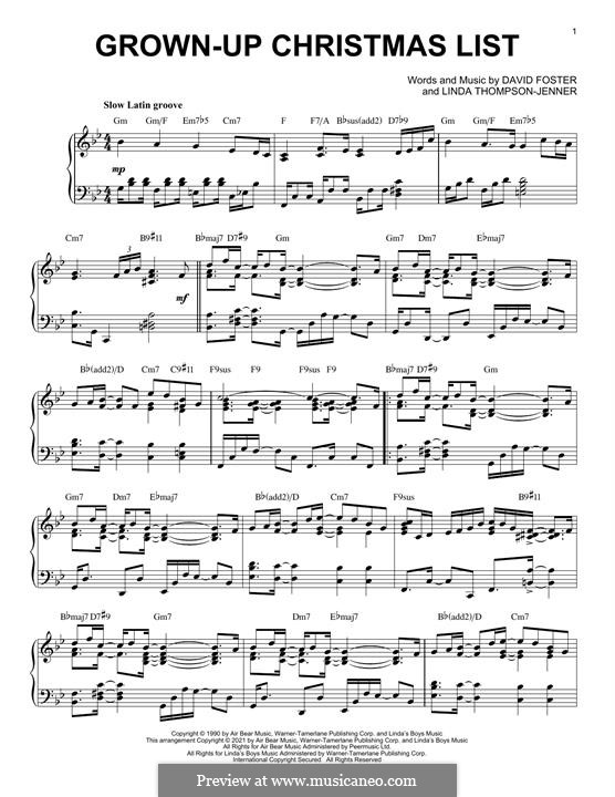 Grown-Up Christmas List by D. Foster, L. Thompson-Jenner on MusicaNeo