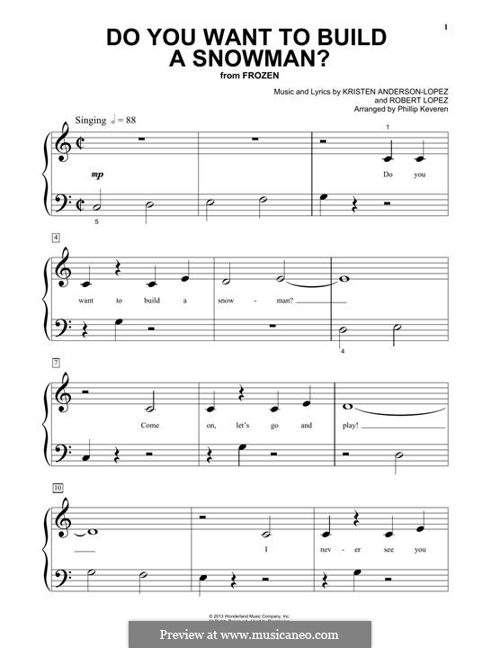 Do You Want to Build a Snowman? (from Frozen): For piano by Robert Lopez, Kristen Anderson-Lopez