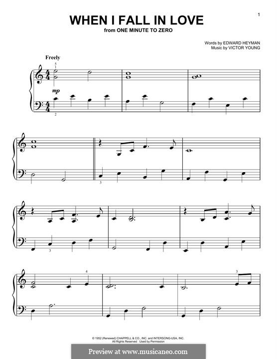 When I Fall in Love (Celine Dion): For piano by Victor Young
